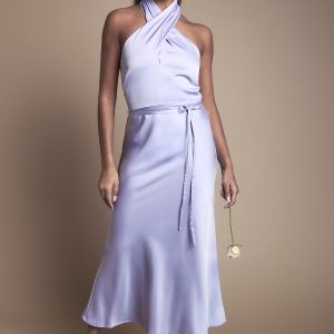 Cross Front Halterneck Bridesmaid Dress