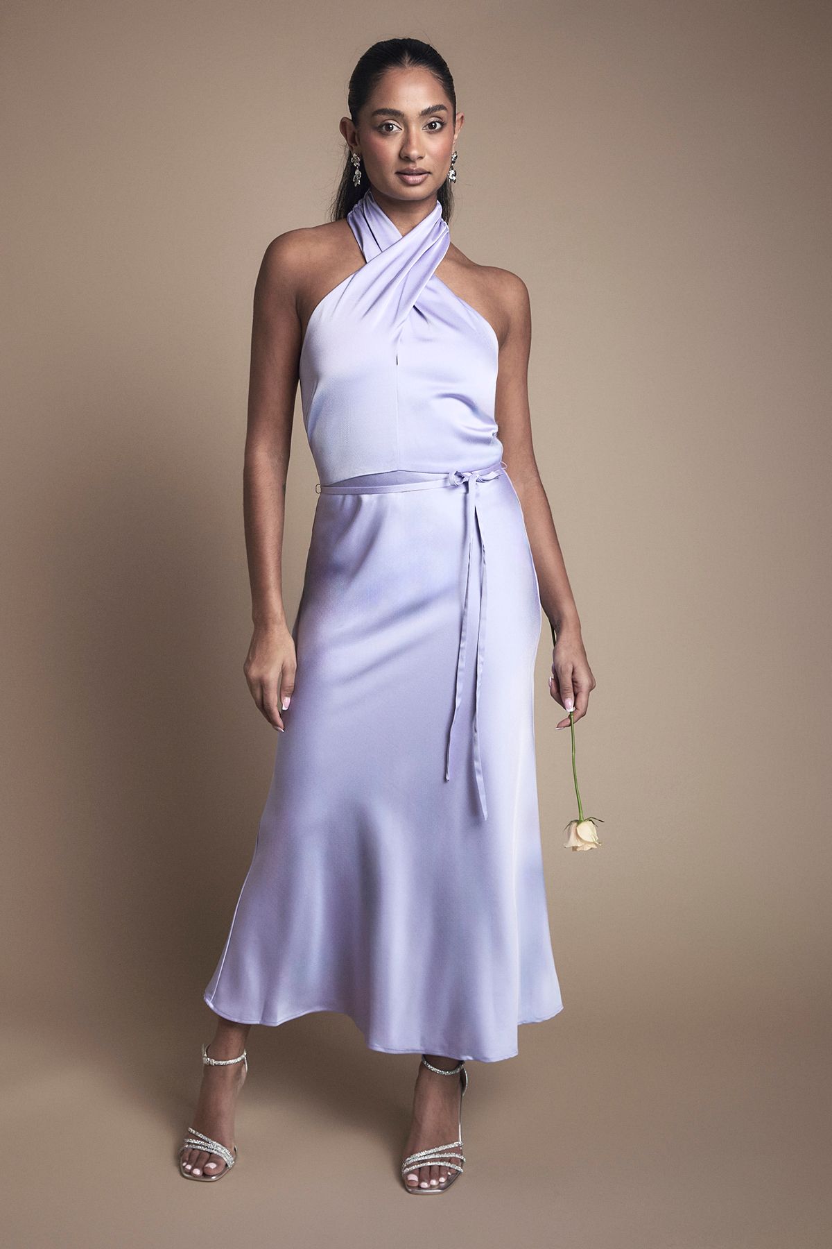 Cross Front Halterneck Bridesmaid Dress