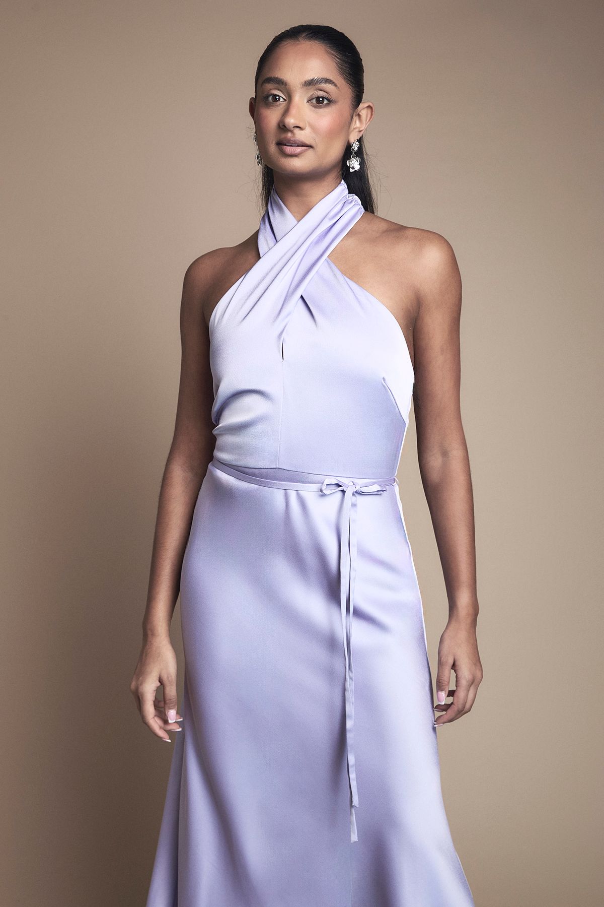 Cross Front Halterneck Bridesmaid Dress - Image 3