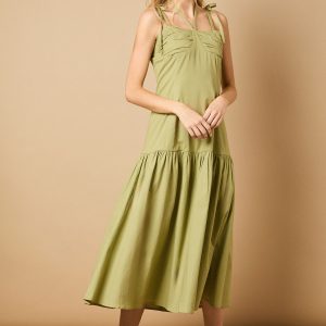 Cup Detail Halterneck Drop Hem Midaxi Dress