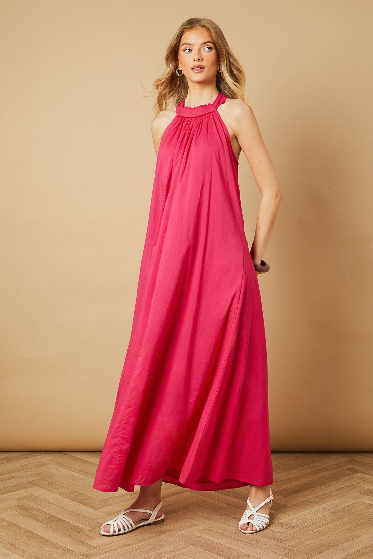 Halterneck Maxi Smock Dress
