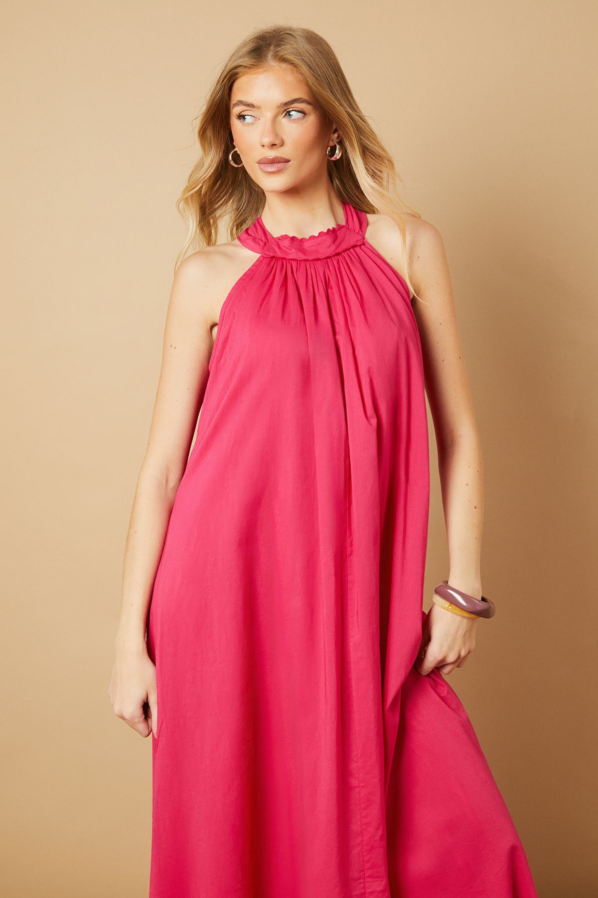 Halterneck Maxi Smock Dress - Image 2