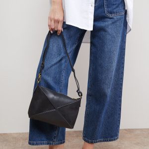 Taryn Faux Leather Mix Material Shoulder Bag