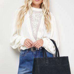 Claudia Suede Tote Bag With Pocket
