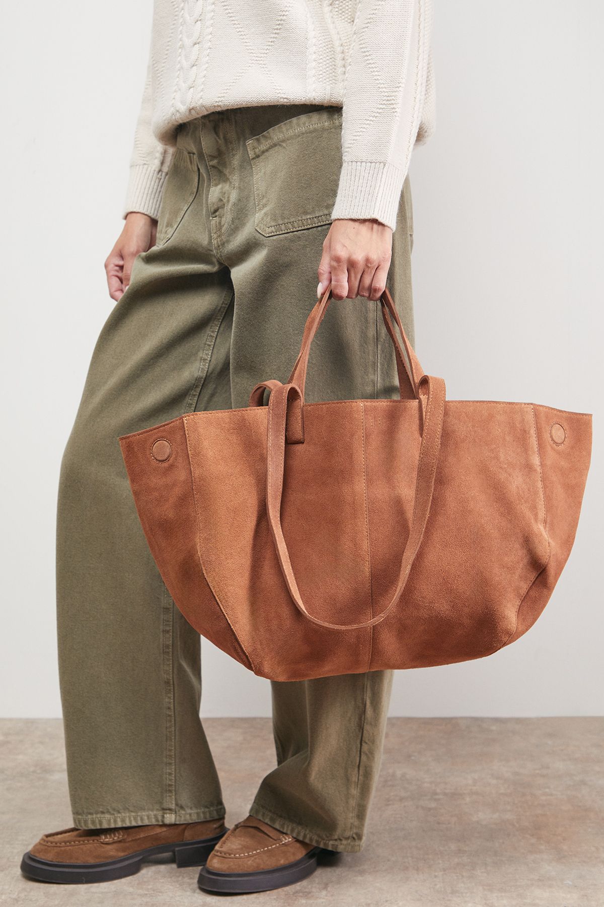Jas Suede Tote Bag With Multi Handles