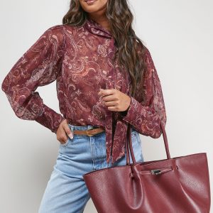 Topic Faux Leather Top Handle Tote Bag