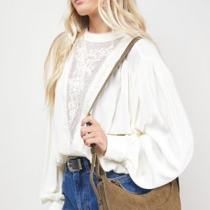 Relly Faux Suede Half Moon Crossbody Bag