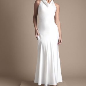 Oasis Cowl Halterneck Satin Maxi  Wedding Dress