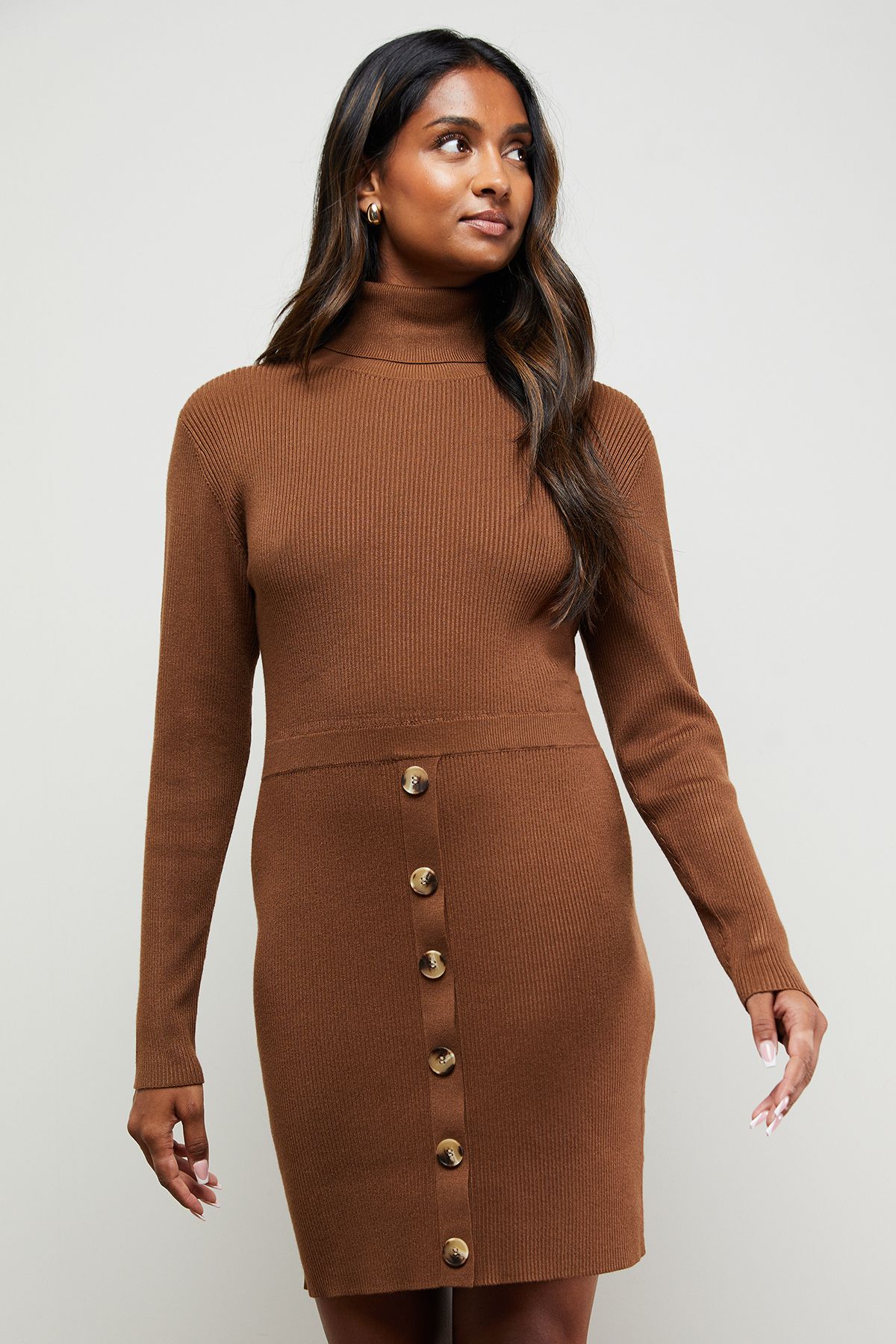 Button Down High Neck Mini Dress - Image 2