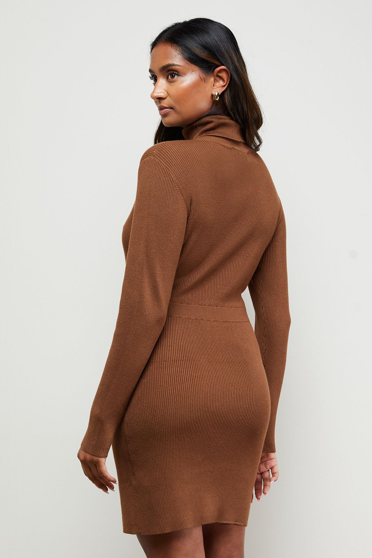 Button Down High Neck Mini Dress - Image 3