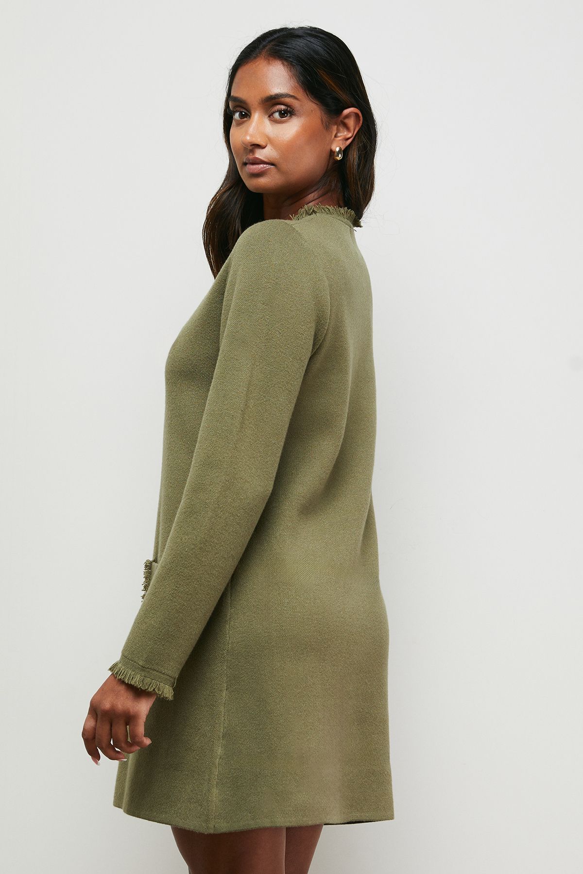 Fringe Detail Crew Neck Mini Dress - Image 3