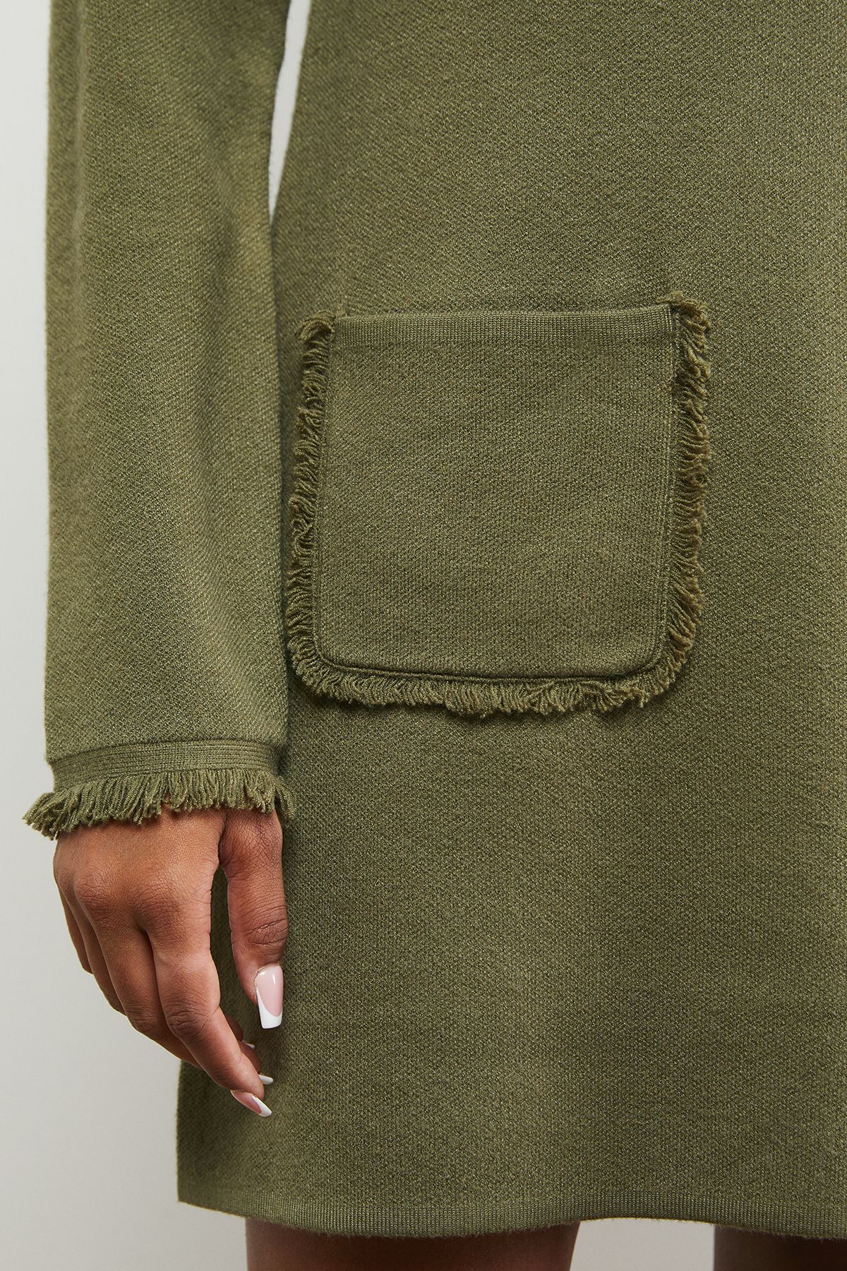 Fringe Detail Crew Neck Mini Dress - Image 4