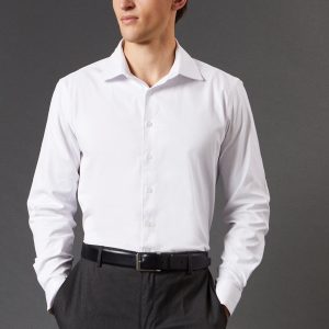White Easy Iron Oxford Slim Fit Long Sleeve Shirt