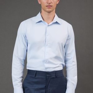 Light Blue Slim Fit Long Sleeve Easy Iron Shirt