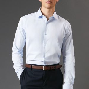 Blue Tailored Fit Long Sleeve Easy Iron Shirt