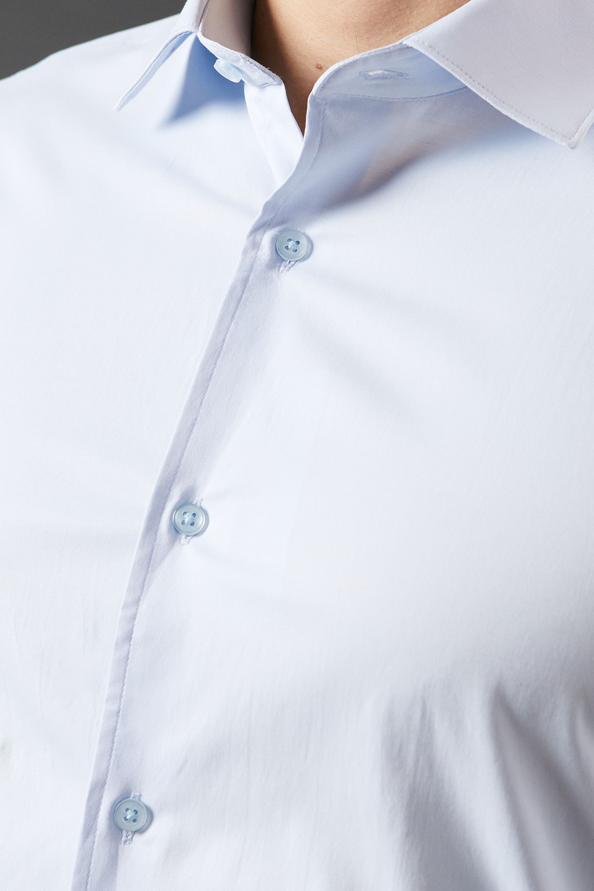 Blue Tailored Fit Long Sleeve Easy Iron Shirt - Image 5