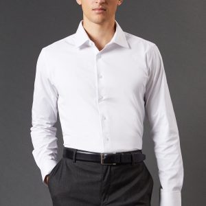 White Slim Fit Long Sleeve Easy Iron Shirt