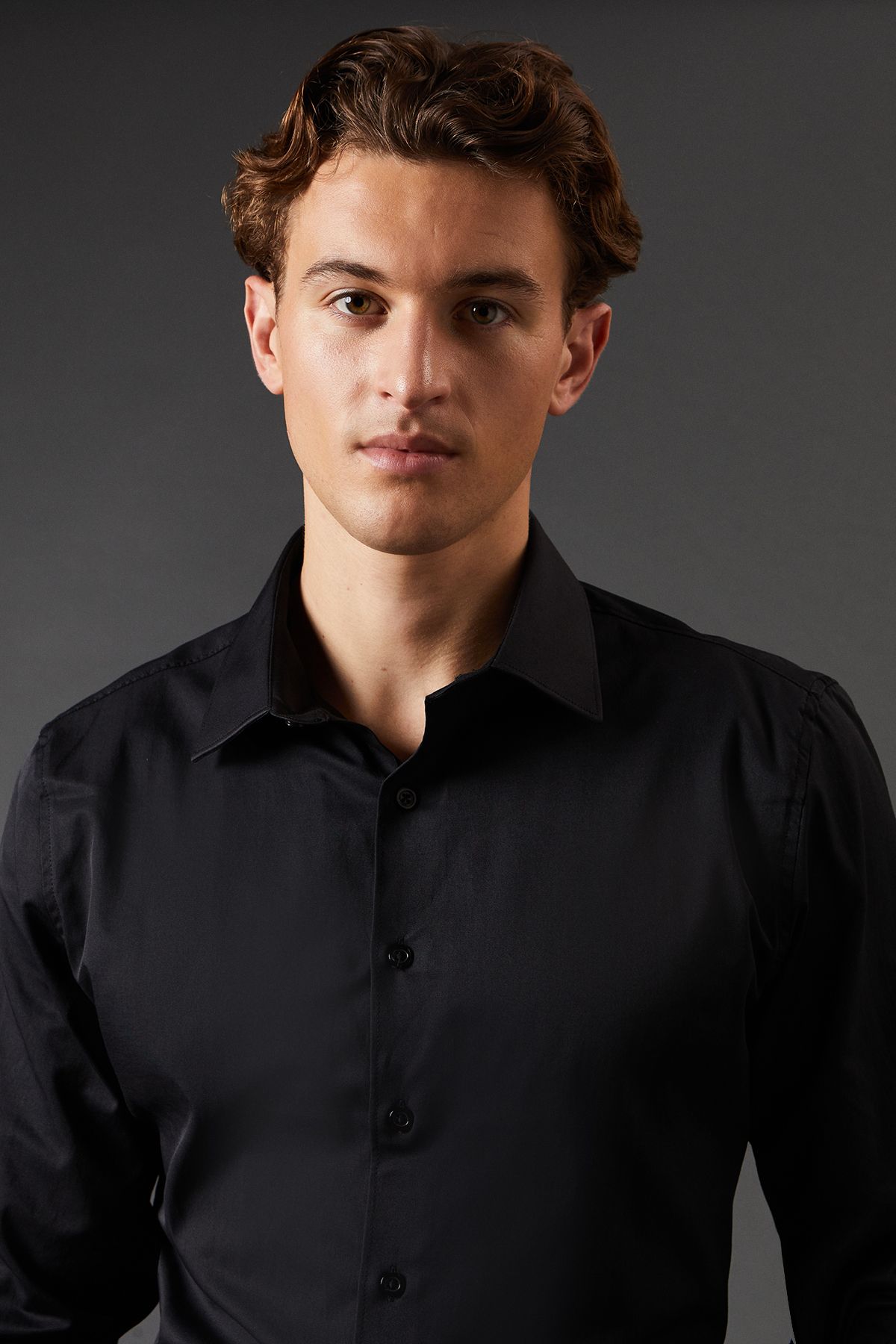 Black Slim Fit Long Sleeve Easy Iron Shirt - Image 2