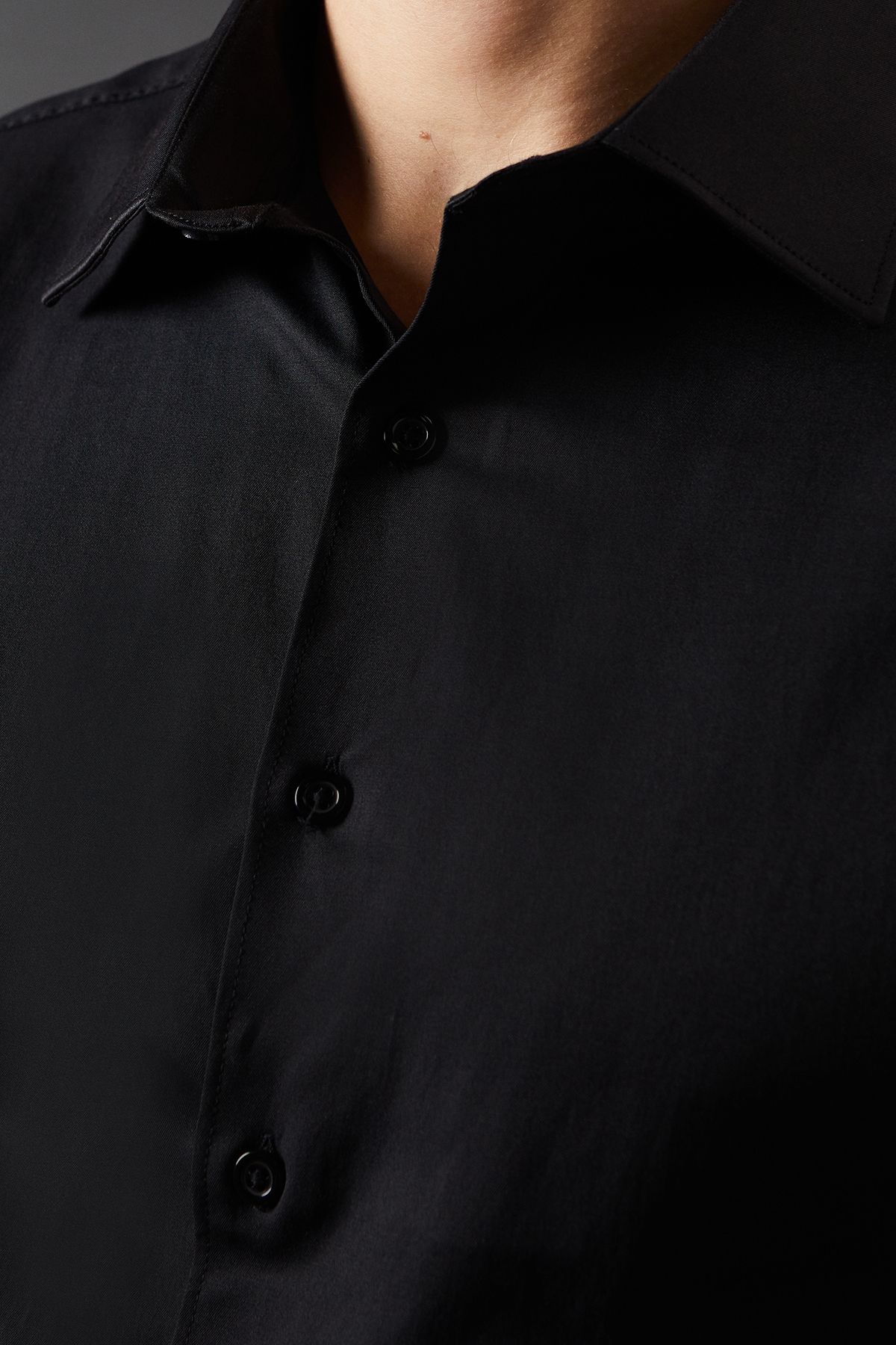 Black Slim Fit Long Sleeve Easy Iron Shirt - Image 5