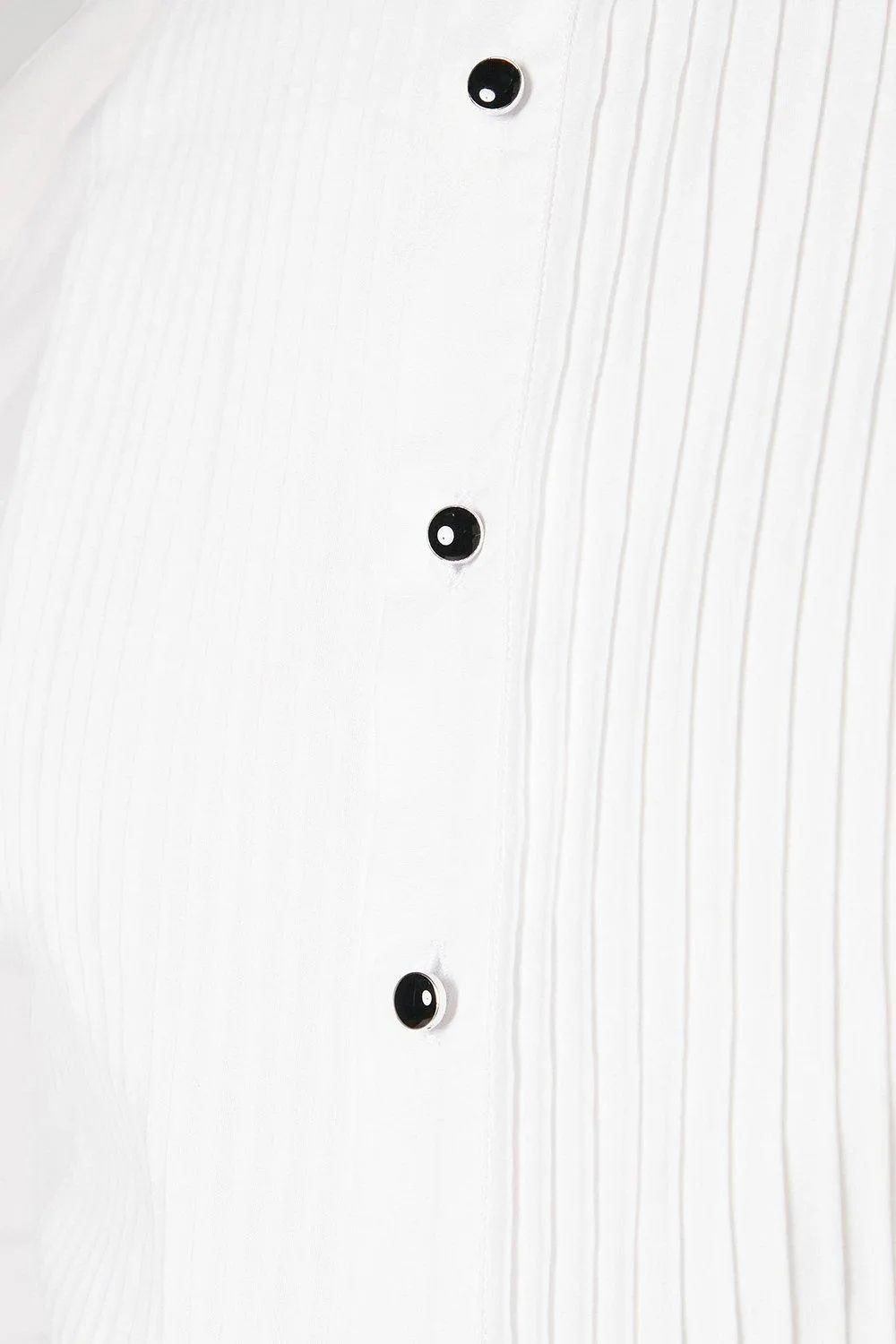 White Pleat Front Slim Fit Long Sleeve Dress Shirt - Image 5