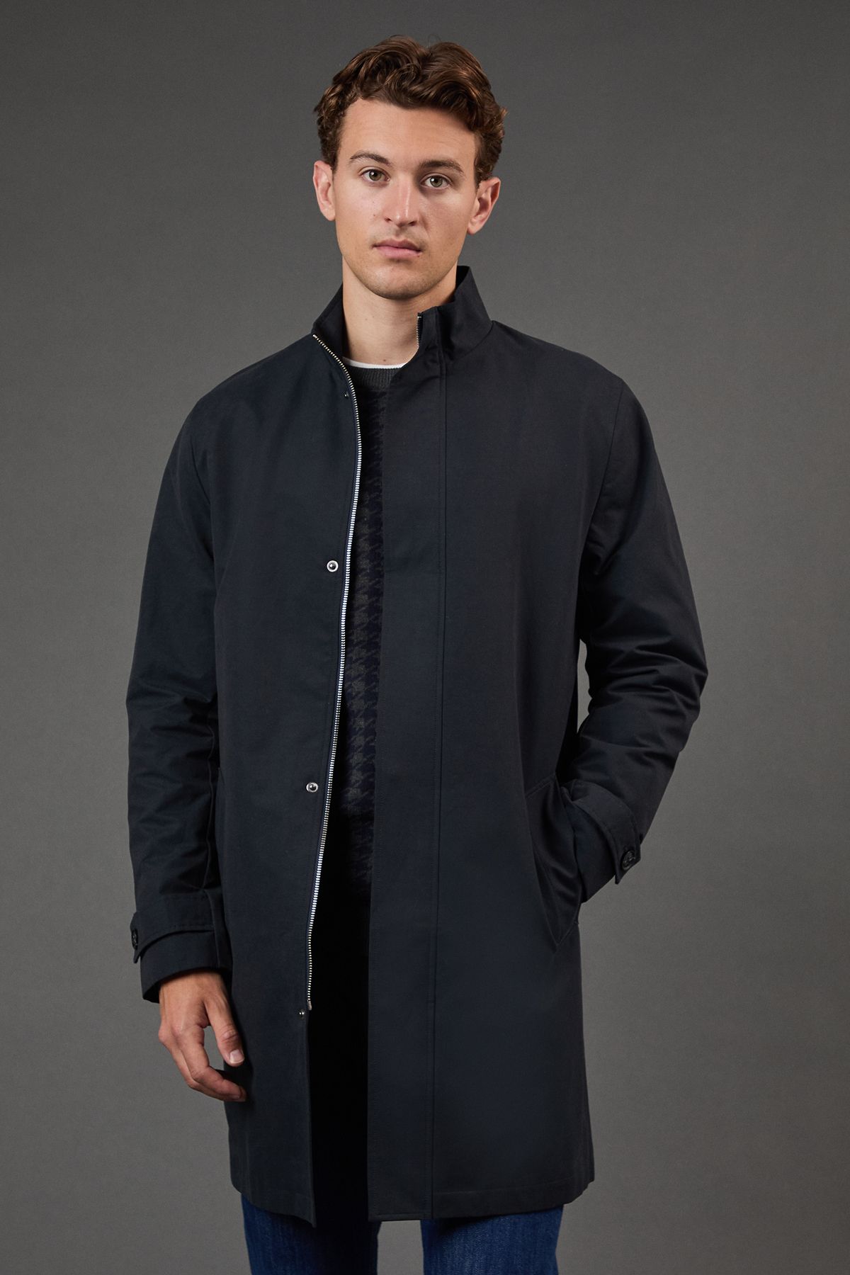 Navy Smart Funnel Neck Mac