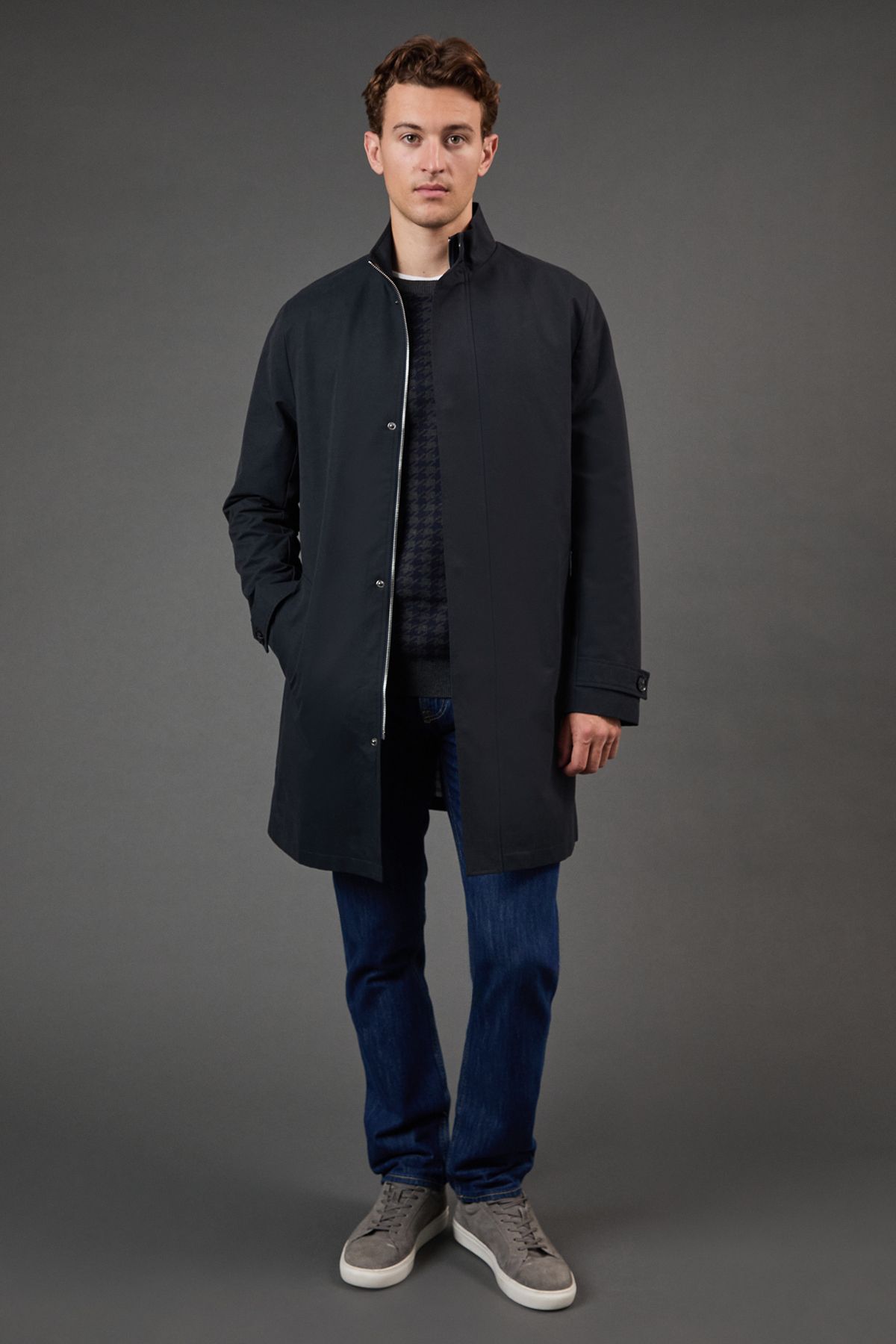 Navy Smart Funnel Neck Mac - Image 2