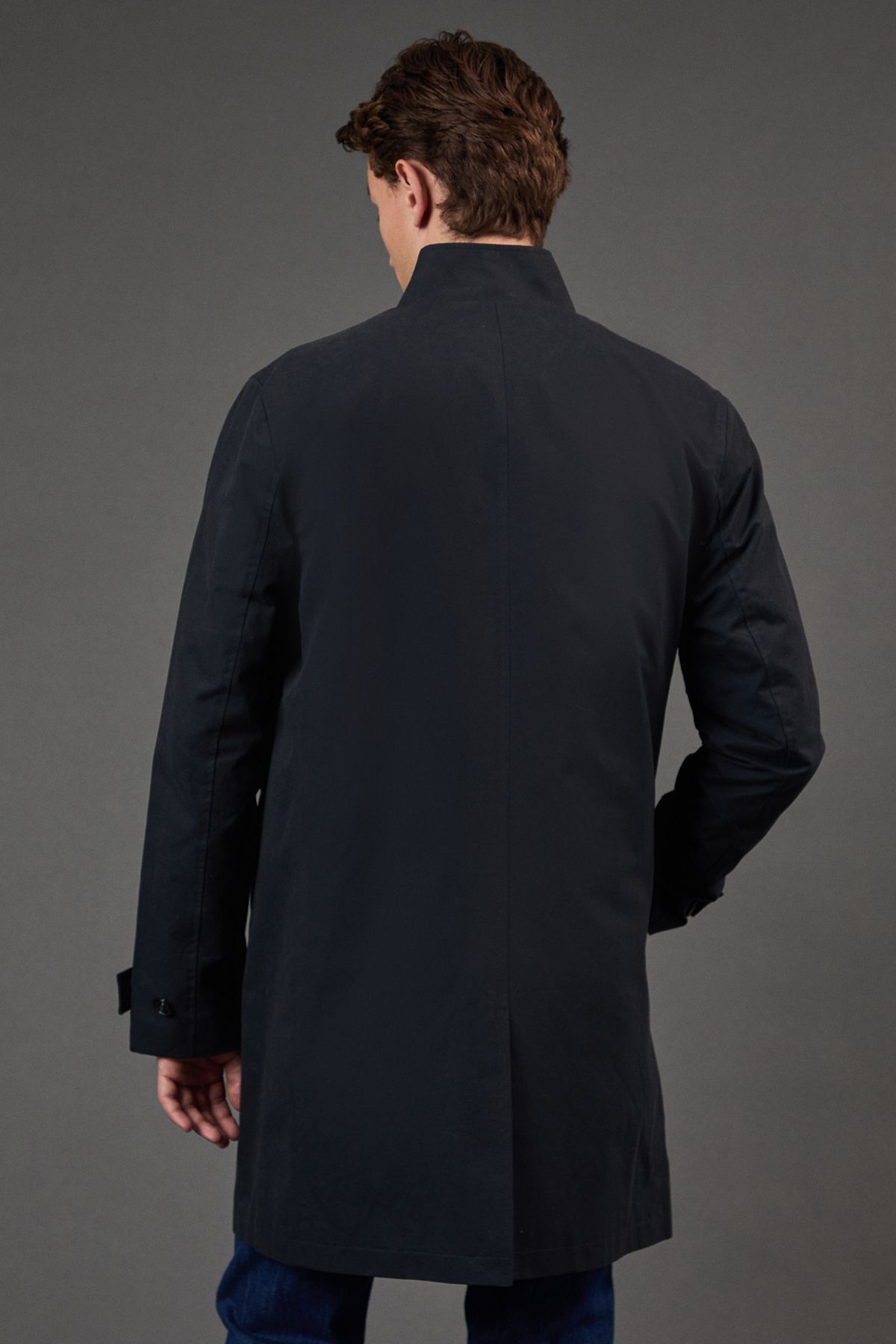 Navy Smart Funnel Neck Mac - Image 3