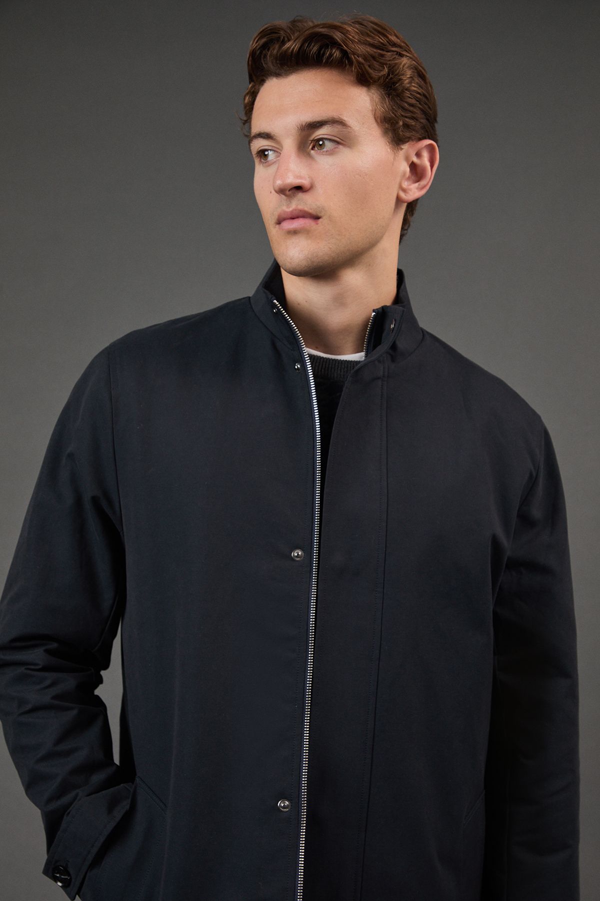 Navy Smart Funnel Neck Mac - Image 4