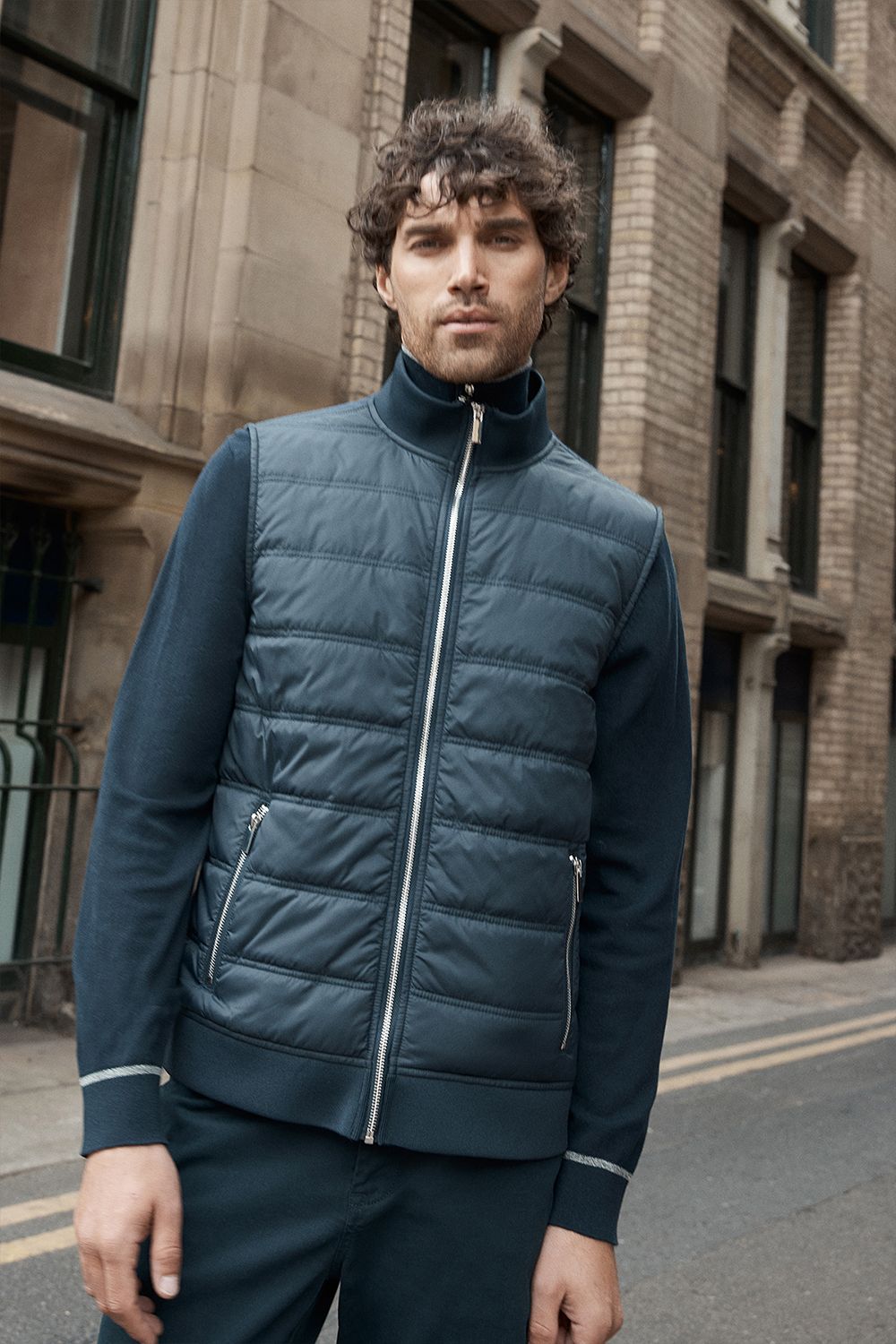 Navy Hybrid Padded Jacket