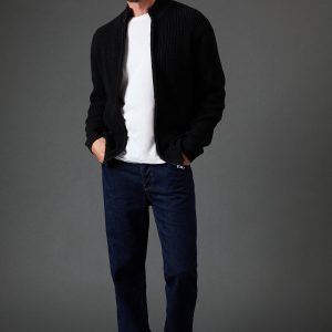 Cotton Rich Ribbed Zip Through Jumper