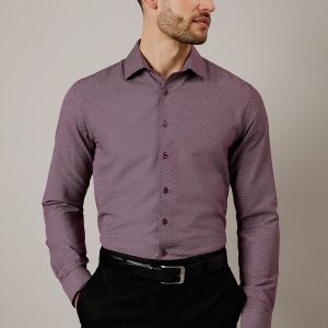 Burgundy Textured Slim Fit Shirt