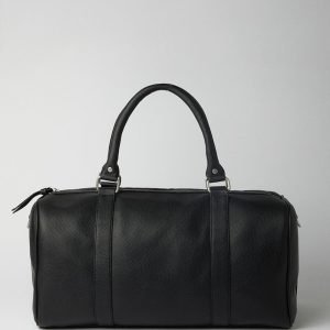 Black Grain Faux Leather Holdall Bag
