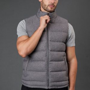 Light Grey Wool Look Quilted Gilet