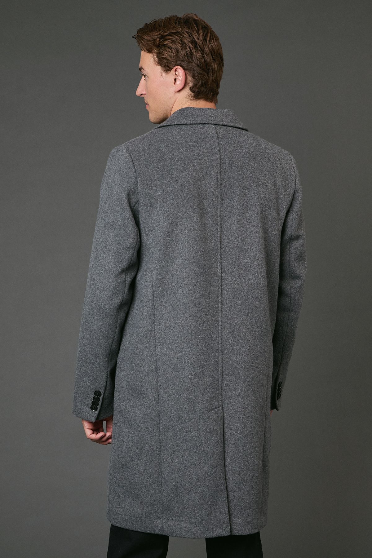 Mid Grey Signature 3 Button Epsom Wool Blend Coat - Image 3