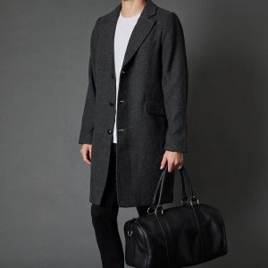 Charcoal Herringbone Epsom Coat