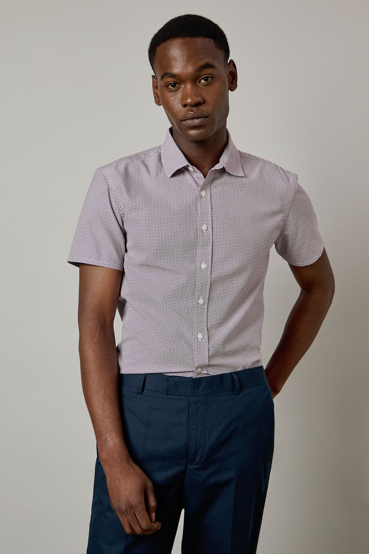 Burgundy Mosaic Print Short Sleeve Shirt - Image 2