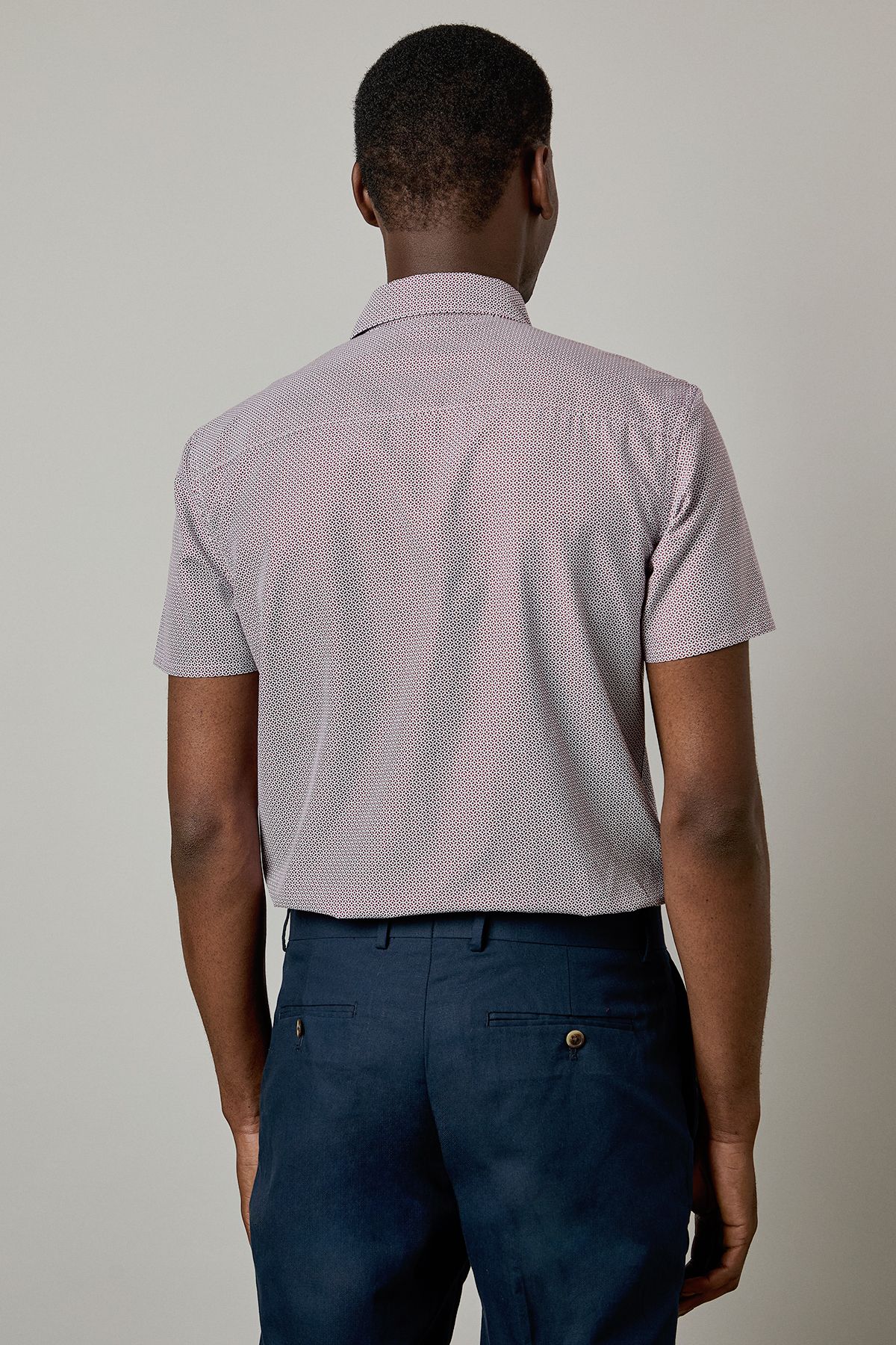 Burgundy Mosaic Print Short Sleeve Shirt - Image 4