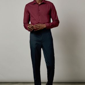 Burgundy Easy Iron Slim Fit Long Sleeve Shirt