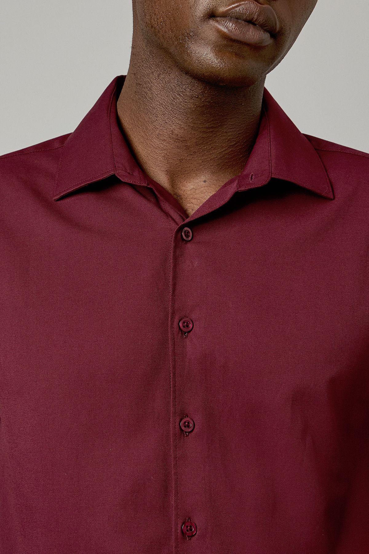 Burgundy Easy Iron Slim Fit Long Sleeve Shirt - Image 5