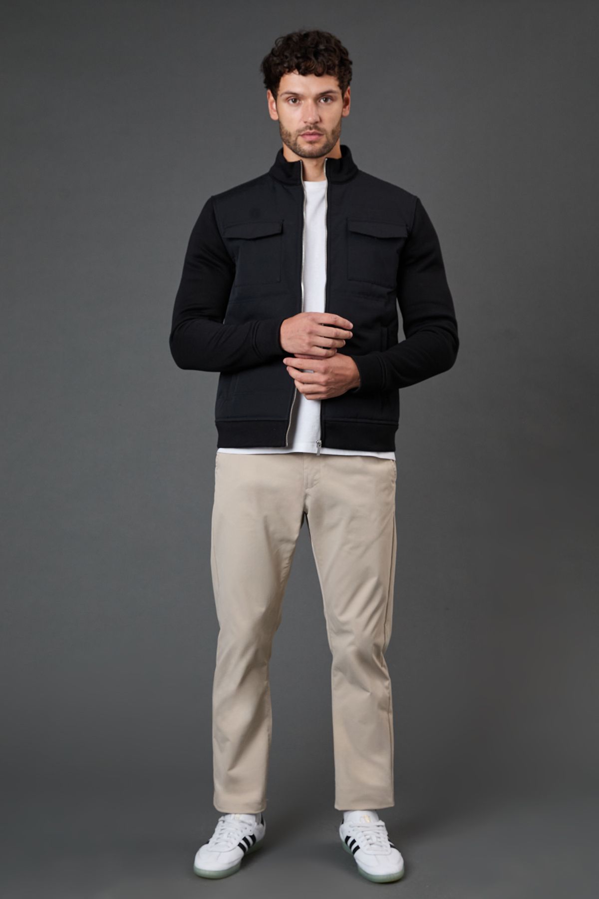 Black Four Pocket Hybrid Padded Jacket - Image 2