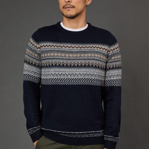 Navy Fairisle Placement Christmas Jumper
