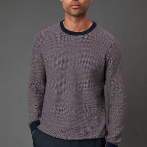 Burgundy Birdseye Crew Neck Jumper