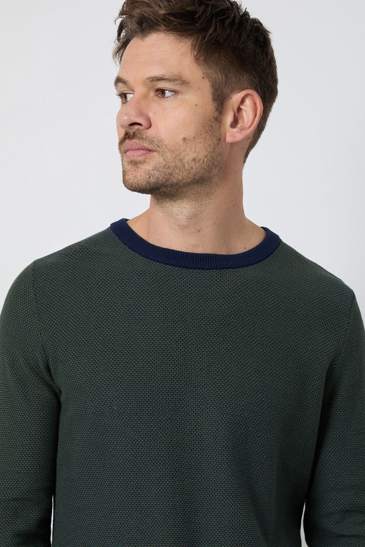 Green Birdseye Crew Neck Jumper - Image 2