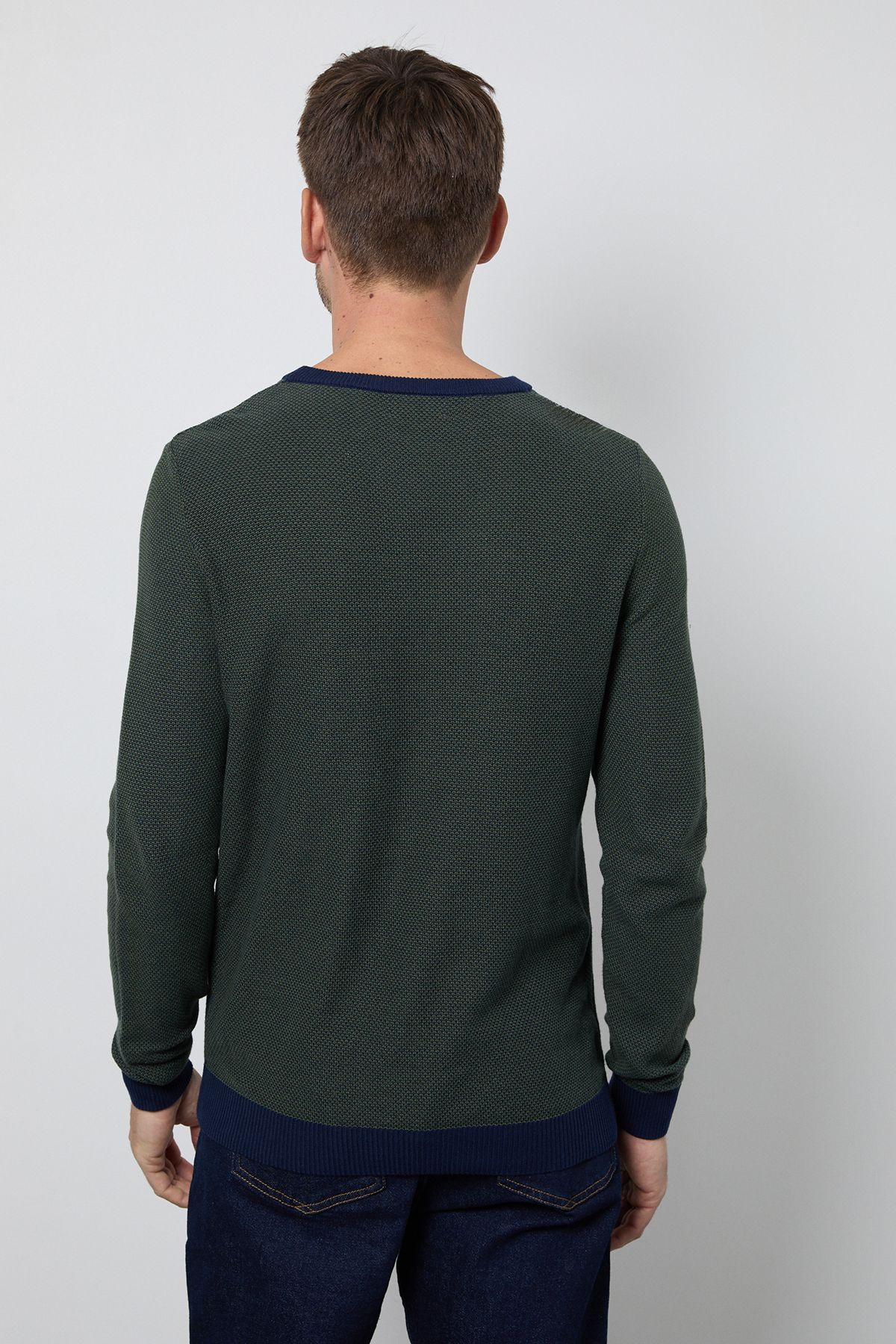 Green Birdseye Crew Neck Jumper - Image 3