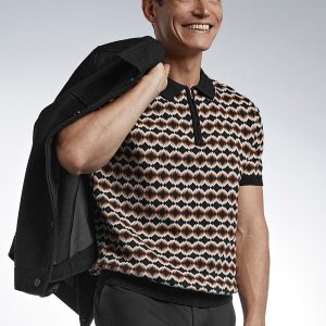 Black Short Sleeve Pattern Polo