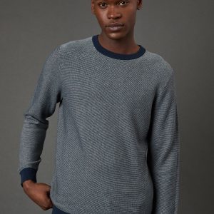 Navy Semi Plain Crew Neck Jumper