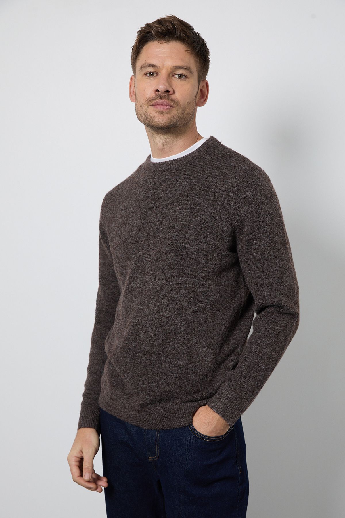 Brown Soft Crew Neck Jumper