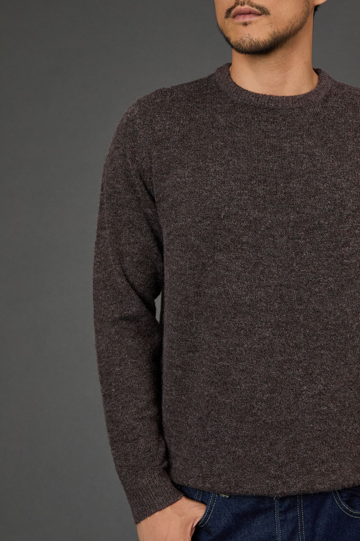 Brown Soft Crew Neck Jumper - Image 5