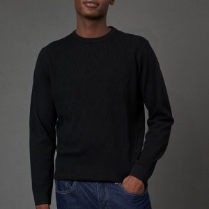 Black Diamond Jacquard Crew Neck Jumper