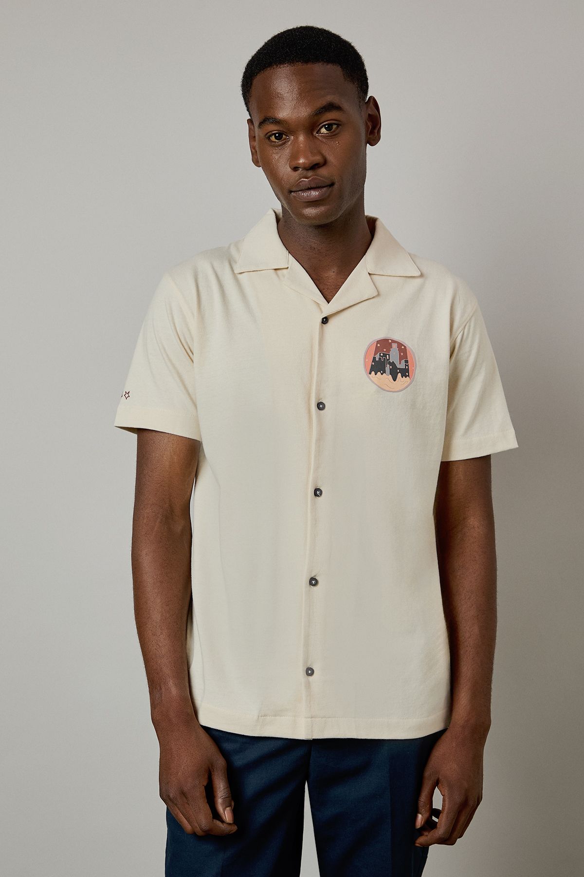 Cream Sunrise Logo Short Sleeve Shirt